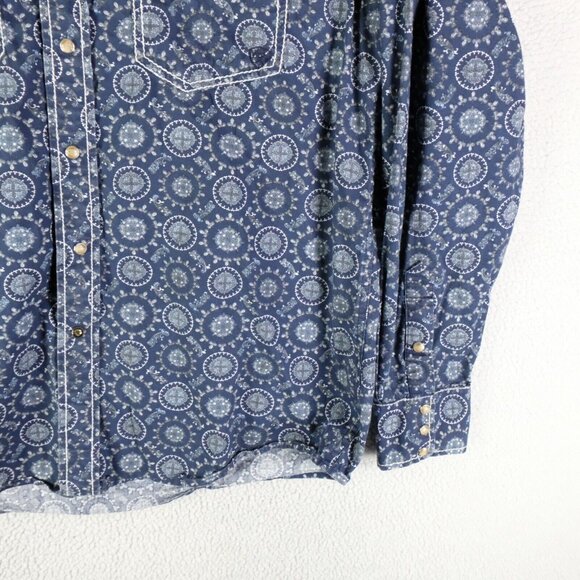 Ariat Shirt Mens Large Blue Geometric Pearl Snap Western Long Sleeve Colorful - Picture 3 of 9